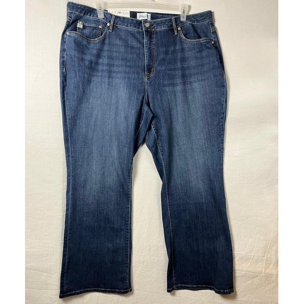 Seven7 Jeans Womens 22W High Rise Slim Boot Canyon Dark Blue Stretch Denim NEW